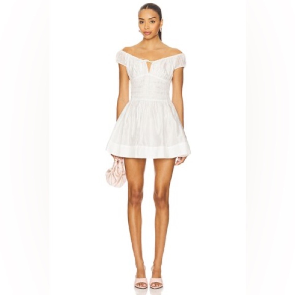 NWT Camila Coelho White Off-Shoulder Mini Dress